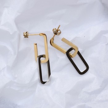 AB Chain Asymmetric Combinatorial Elliptic Small Square Earring