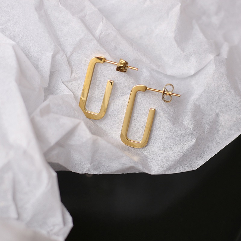 AB Chain Asymmetric Combinatorial Elliptic Small Square Earring 