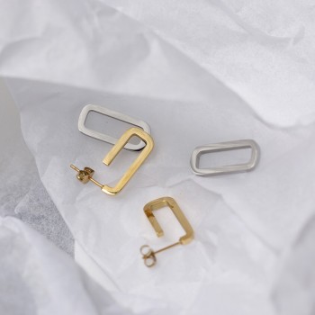 AB Chain Asymmetric Combinatorial Elliptic Small Square Earring