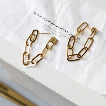 CHIC Street Exaggerated Thick Chain Ring Back Hanging Earrings