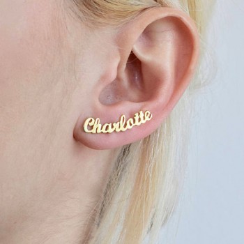Chailatte French Pull Tea Letters English Handwritten Asymmetrical Small Star Earrings