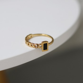Small Black Square Chain Fashion Simple Ring  
