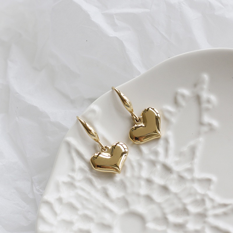 Smooth Peach Heart Solid Ear Hook Earrings 