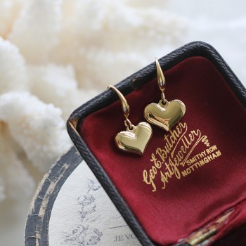 Smooth Peach Heart Solid Ear Hook Earrings