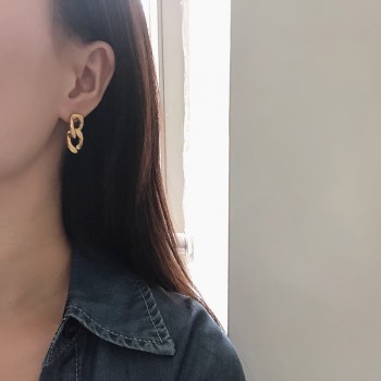 Geometric Wind Chain Thick Chain Earrings 