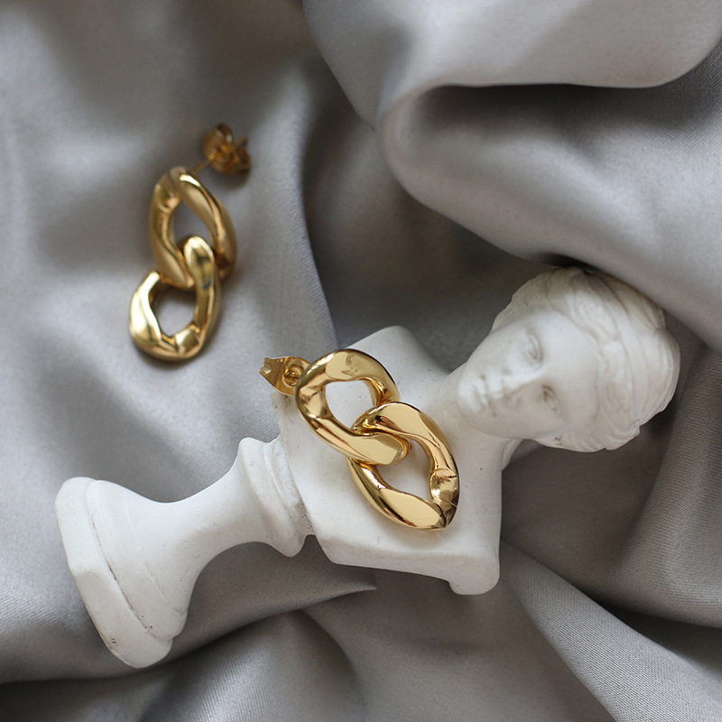 Geometric Wind Chain Thick Chain Earrings 