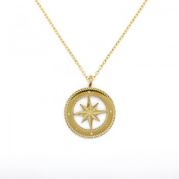 North Pluto Sun Tarot National Wind Lion Medal Gold Coin Compass Necklace