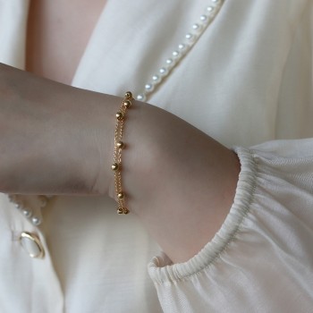 Double Layer Round Ball Gold Bead Bracelet