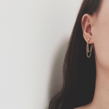 Double Layer Chain Rear Hanging Earrings