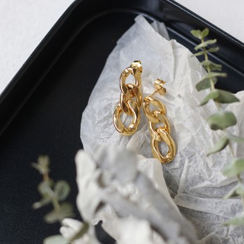Vintage Chain Gold Heavy Exaggerated Earrings 