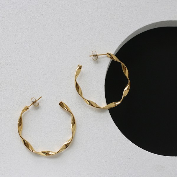 Large Ribbon Earrings Mobius Rolling Wave Earrings