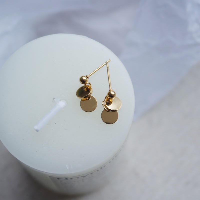 Small Double Disc Pendant Sequin Earrings 