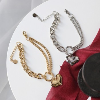 Almond Heart Ring Heavy Chain Bracelet