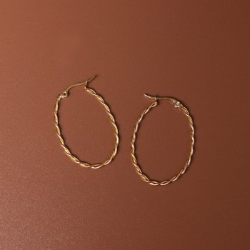 Rotating Tine twist Rope Simple U-shaped Earrings 
