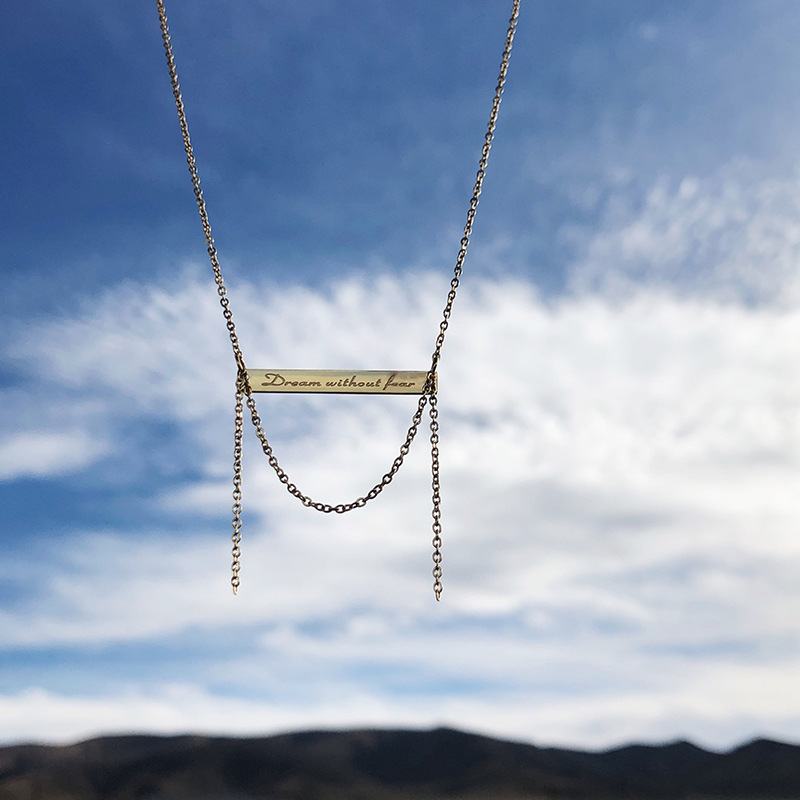 Dreams Are Not Fortified English Rectangular Fringe Chain Necklace 