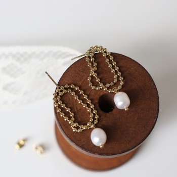 Freshwater Pearl Soft Bead Chain Earrings 