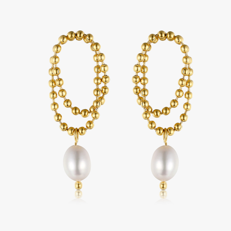 Freshwater Pearl Soft Bead Chain Earrings 
