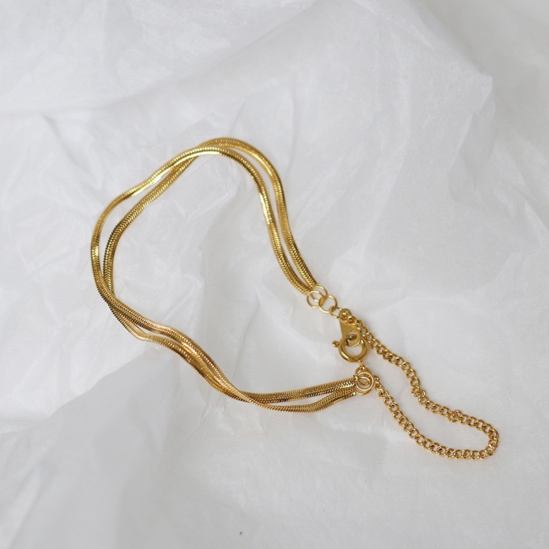Snake Bone Double Layer Wheat Tassel Chain Bracelet 