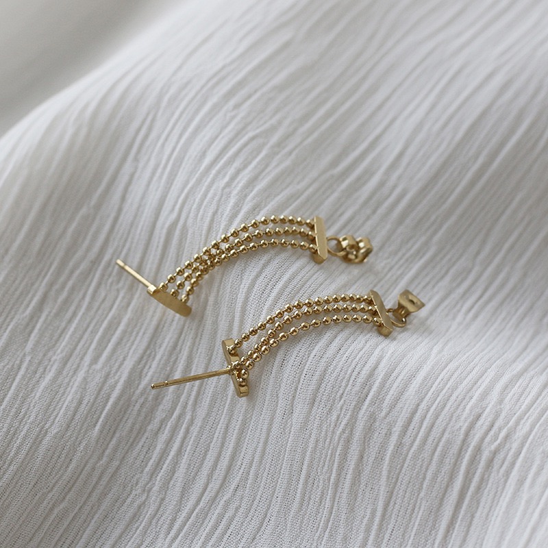 Mini Small Pearl Chain Back Hanging Small Earrings 