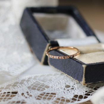 Mini Ring with Rivets and Micro Diamonds Geometric Petite Women's Ring