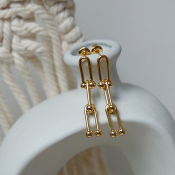 Stainless Steel Ball Horseshoe Buckle Pin Earrings 