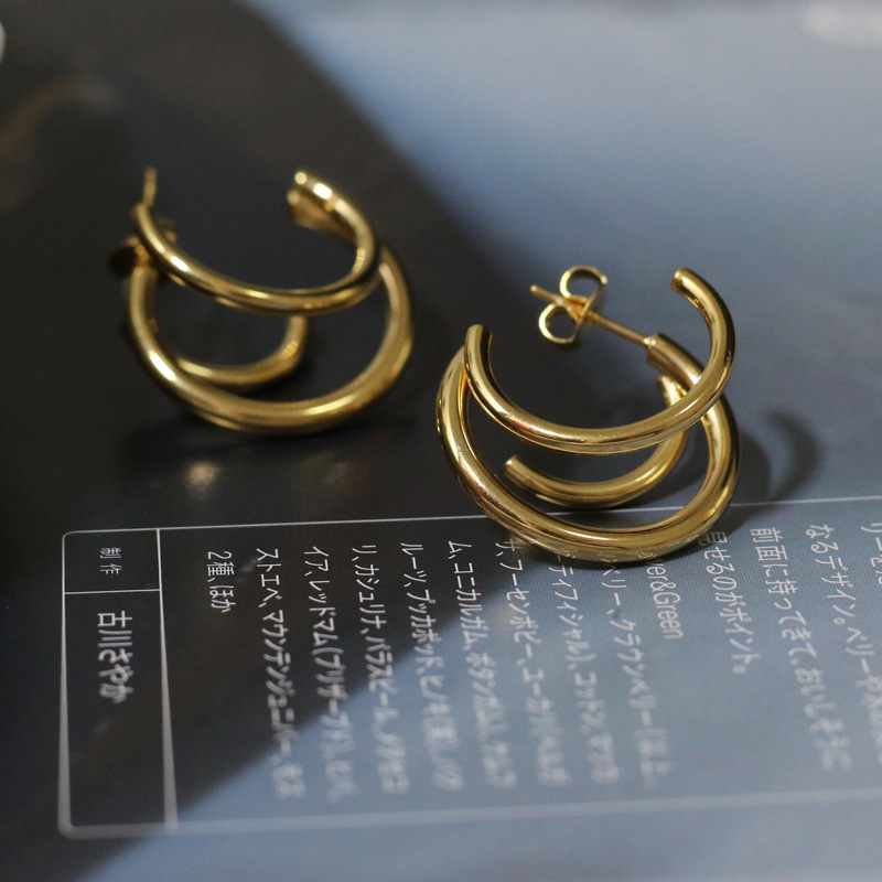 Hollow Out Three Coil Earrings 