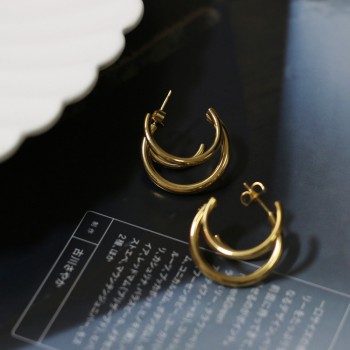 Hollow Out Three Coil Earrings 