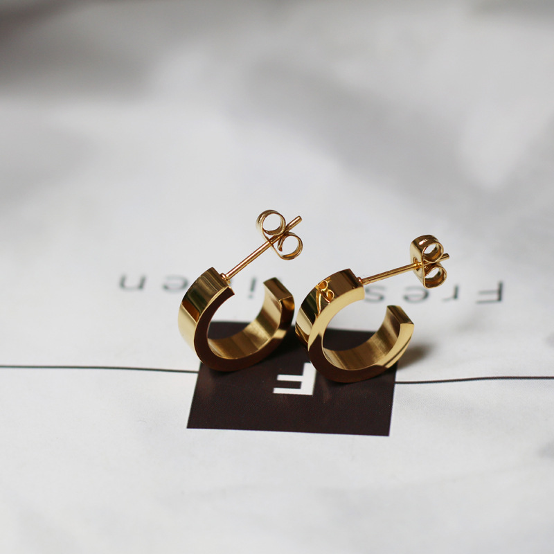 Korean Style Flat Wide Small Earrings 