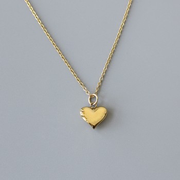 Ins Style Korean Little Love Solid Retro Peach Heart Gold Necklace Clavicle Chain