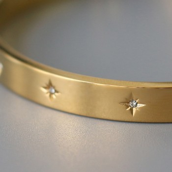 Streamer Ten Stars Eight-pointed Star Open Bangle Bracelet Women's