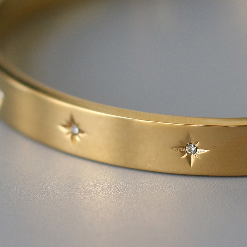 Streamer Ten Stars Eight-pointed Star Open Bangle Bracelet Women's 