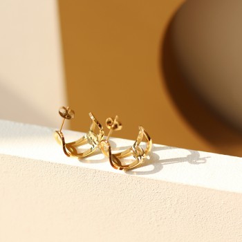 Vintage geometric simple metal hollow earrings  