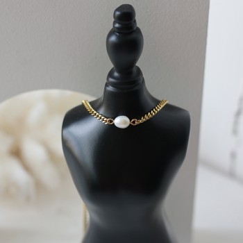 Freshwater Pearl Rice Passepartout Necklace Women 