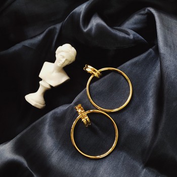 European and American Fashion Roman Ring Heavy Stud Earrings