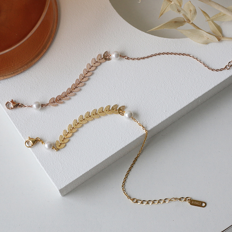 Wheat Ear Pearl Y-shaped Silicone Adjustable Bead Bracelet Necklace  