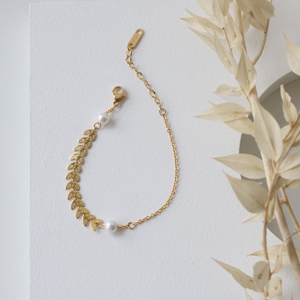 Wheat Ear Pearl Y-shaped Silicone Adjustable Bead Bracelet Necklace 