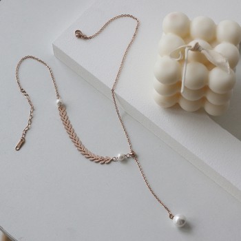 Wheat Ear Pearl Y-shaped Silicone Adjustable Bead Bracelet Necklace 