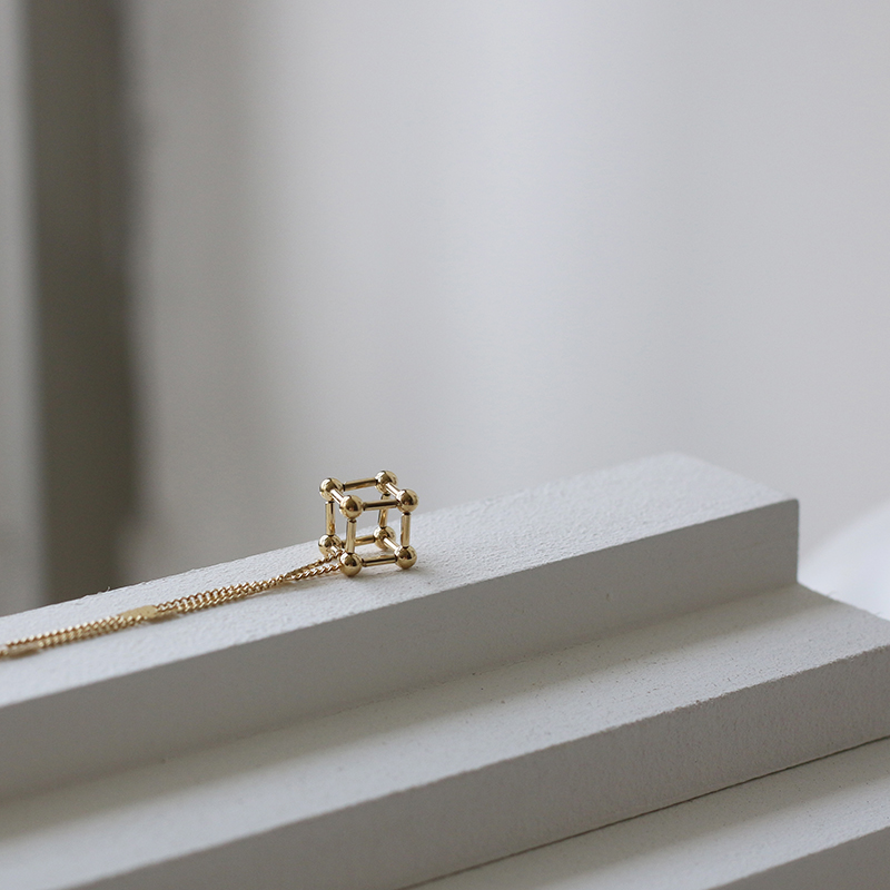 Fun Geometric Rubik's Cube Futuristic Necklace 