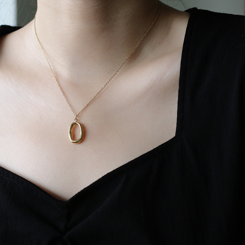 Water Wave Ring Clavicle Chain Follow The Shape Minimalist Irregular Sonic Necklace 