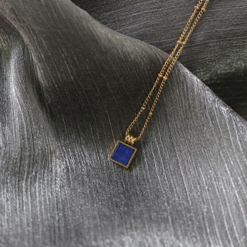 Ins Lapis Lazuli French Small Square William Royal Blue Necklace Clavicle Chain