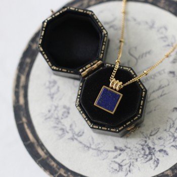 Ins Lapis Lazuli French Small Square William Royal Blue Necklace Clavicle Chain
