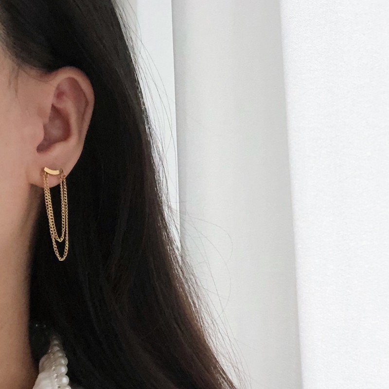 Tassel Chain Smile Earrings Korean Earrings 