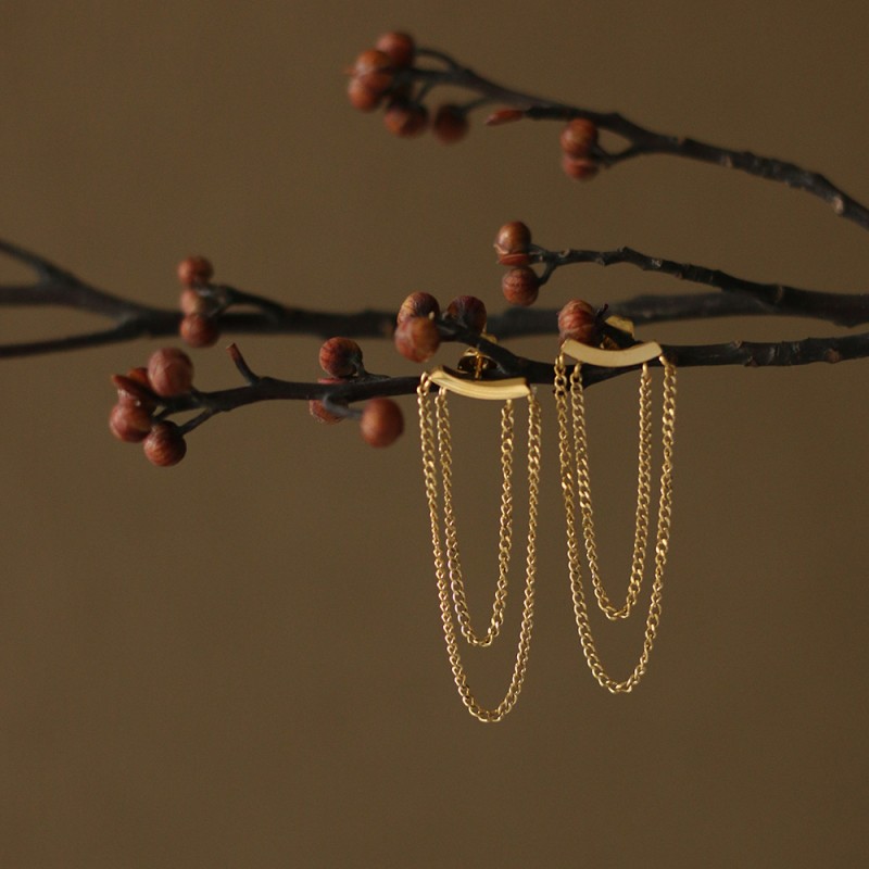 Tassel Chain Smile Earrings Korean Earrings 