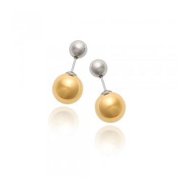 Stainless Steel Ball Back Earplug Size Ball Gold and Silver Contrast Color