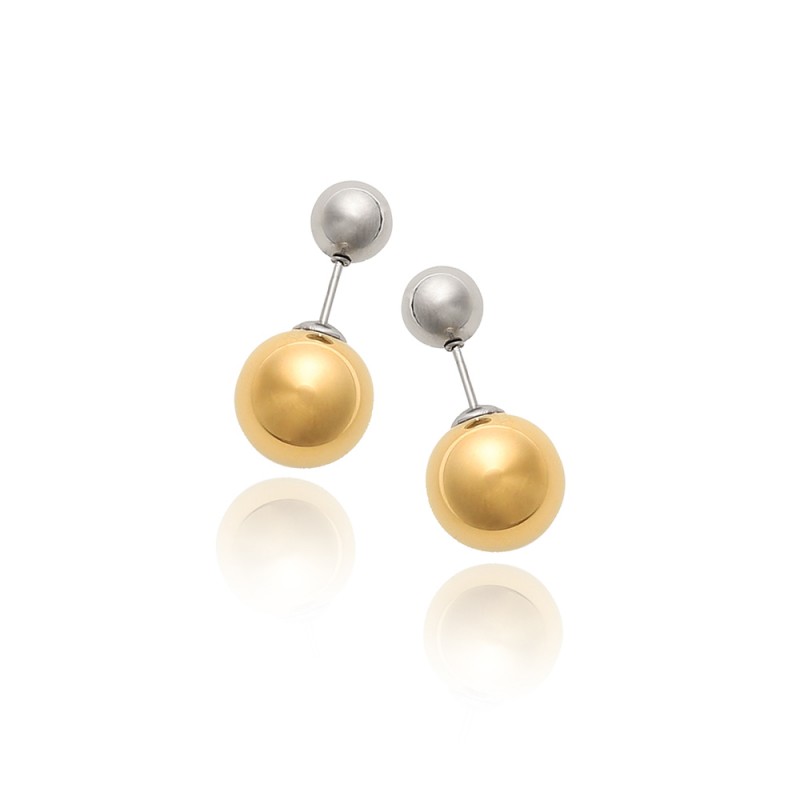 Stainless Steel Ball Back Earplug Size Ball Gold and Silver Contrast Color 