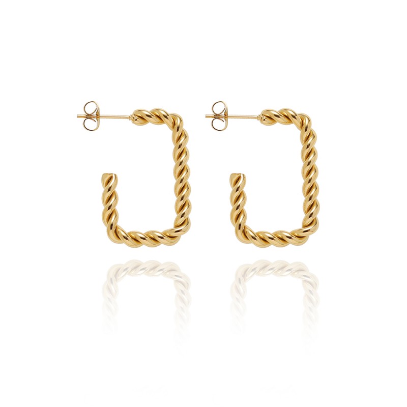 French Niche Fashion Korean Square Fried Dough Twists Earrings 