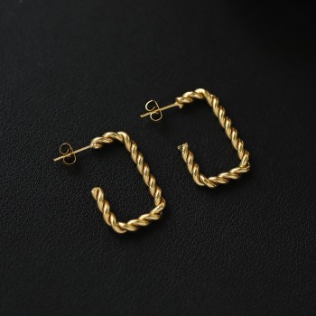 French Niche Fashion Korean Square Fried Dough Twists Earrings