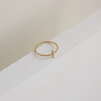 Small Round Beads Cross Irregular Design Ring 