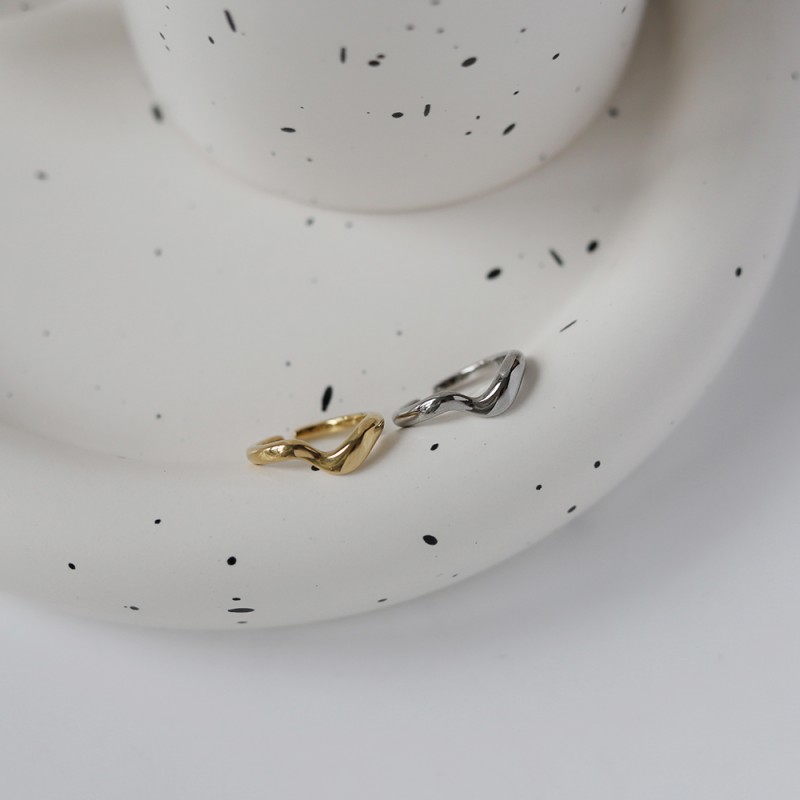 Two Gold and Silver Sets Combination Wave Curved Ring 