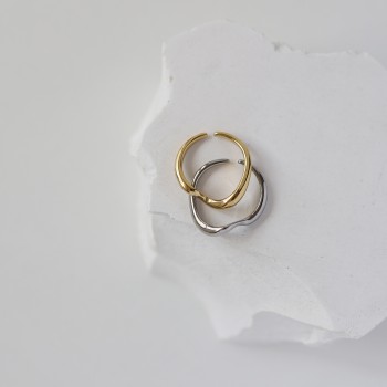 Two Gold and Silver Sets Combination Wave Curved Ring